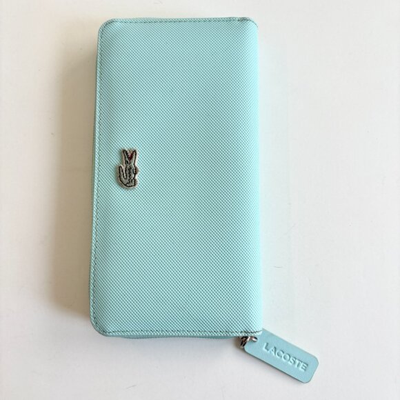 Lacoste Womens Large L.12.12 Concept Billfold Wallet Light Turquoise Blue - Picture 3 of 10